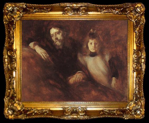 framed  Eugene Carriere Alphonse Daudet and his Daughter, ta009-2